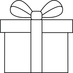 gift box line art wrapped gift with ribbon bow drawing vector illustration