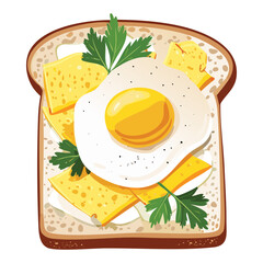Slice bread with scrambled eggs and cheese