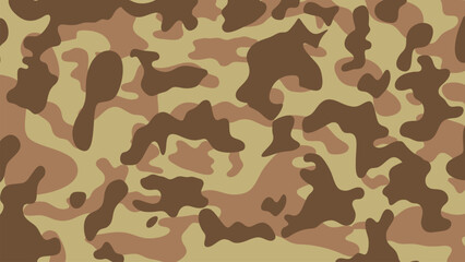Desert Sand Camouflage Texture. Vector Seamless Pattern in Beige, Warm Brown, and Dark Earth Tones.
