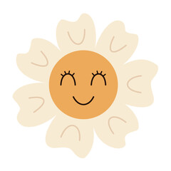 Flower clipart, cute floral hand drawn seasonal objects. Vector illustration in flat style