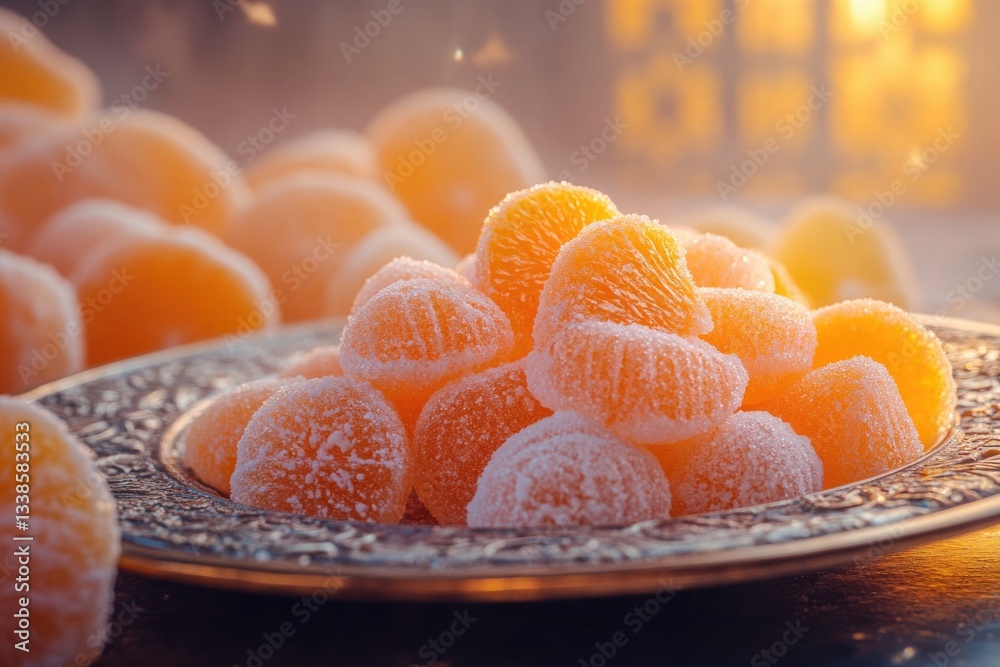 Poster a still life of a plate with fresh oranges arranged on a table, perfect for food photography or edit