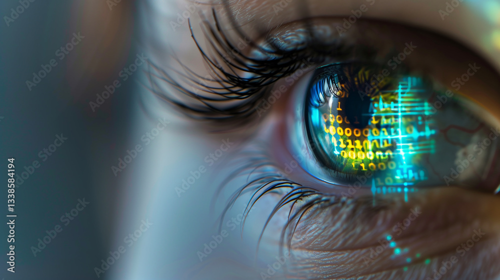 Aufkleber This Close-up of an eye reflecting digital data on genetic engineering advancements.