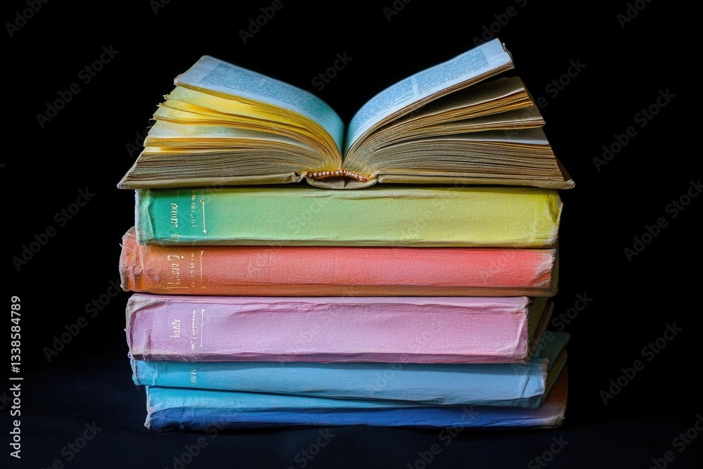 Poster a collection of books stacked on top of each other