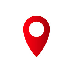 Red location pin icon with shadow, representing navigation and destination markers in apps.