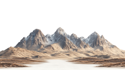 Desert mountain landscape, isolated on transparent background