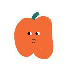 Vector illustration-cute happy red apple character smiling. Naive and childish style