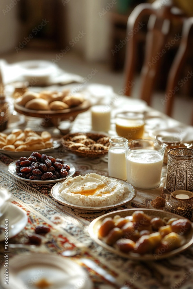 Poster Table setting with various dishes and utensils