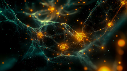 Obraz premium Abstract digital network connection background with glowing dots and lines illustration art design