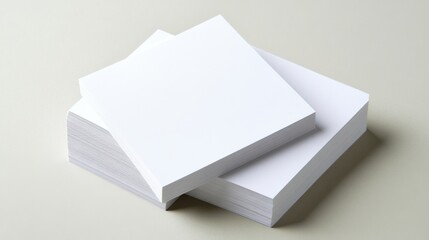 Stacks of blank square cards ready for design.