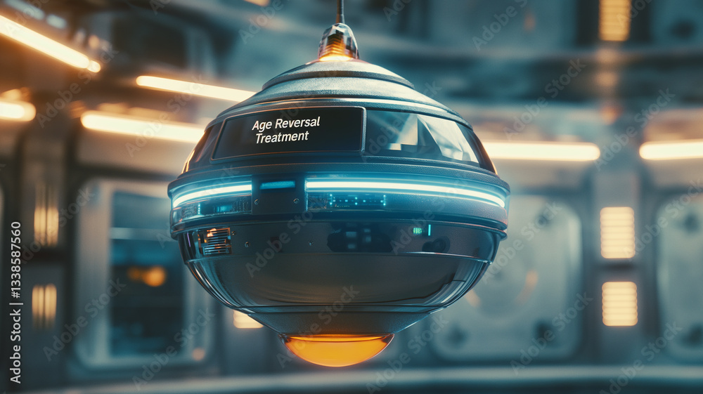 Poster this futuristic device showcases advanced genetic technology aimed at reversing aging effects.