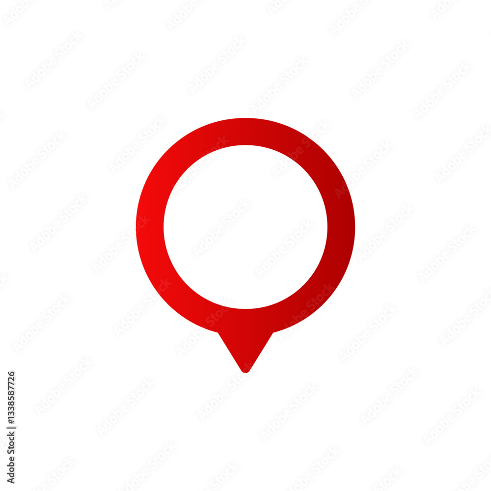 Poster a red location pin icon features a gradient style, ideal for maps and navigation application designs