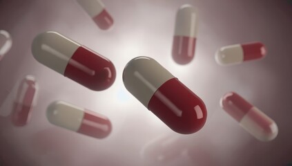 Pills with red and white