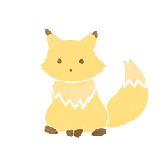 スタンプ風のキツネのイラスト