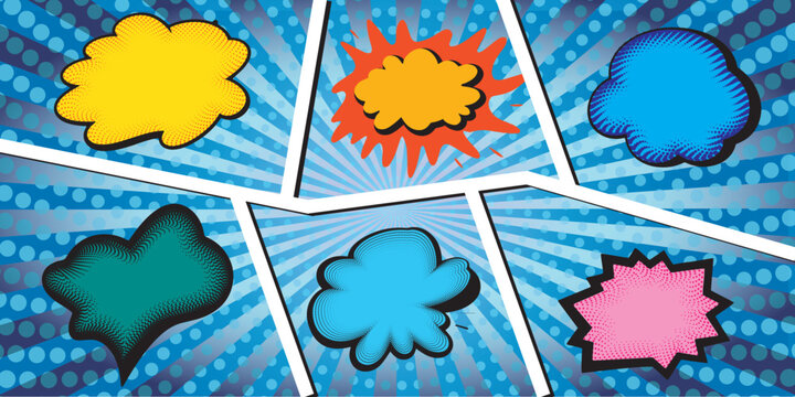 Vector Set of Retro FRAMES Pop art comic text bubble
