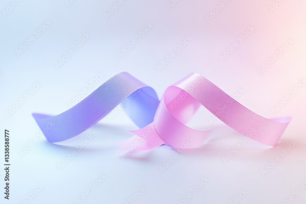 Poster two colored ribbons on a white background, perfect for decorating or adding color to your design