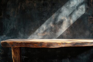 A simple wooden bench placed in front of a brick wall, perfect for outdoor or interior use