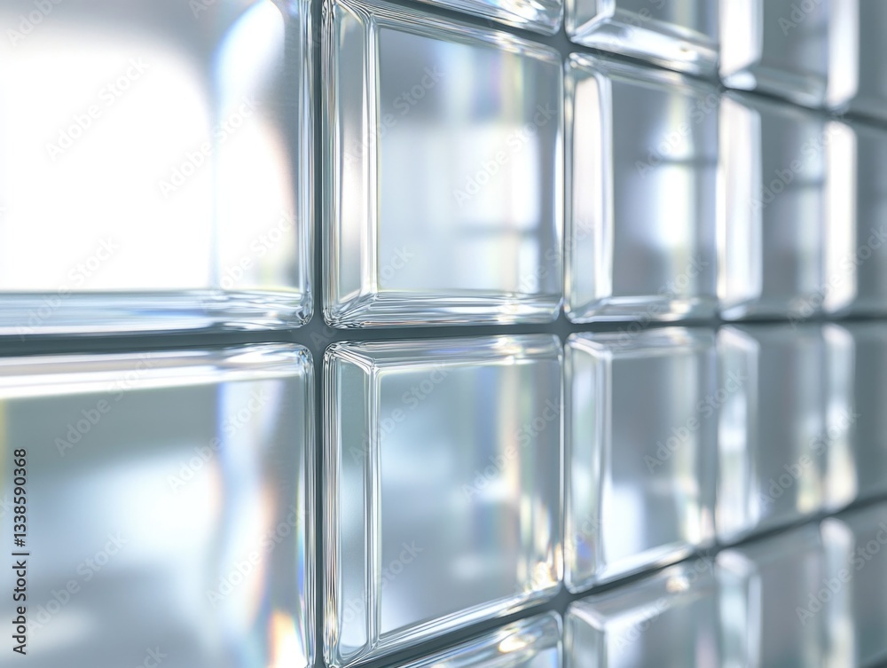 Poster a close-up view of a glass block wall with intricate details