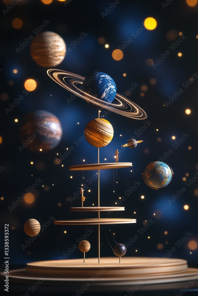 Poster a detailed scale model of our solar system, showing planets and their relative positions