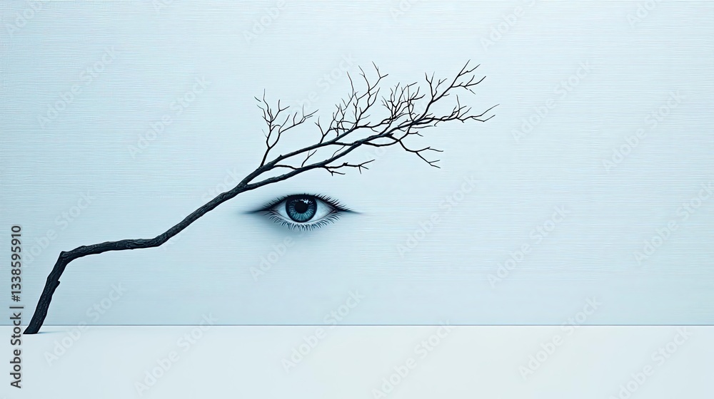 Aufkleber Negative space design abstract background concept. A surreal composition blending nature with an eye, evoking introspection and connection.