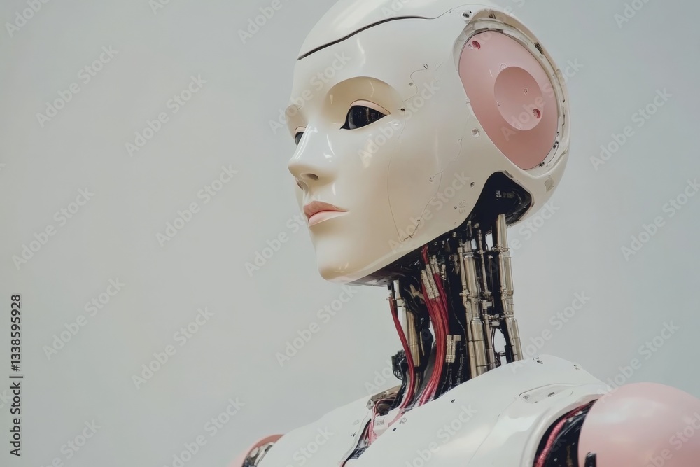 Poster Robot with intricate design showcasing advanced technology and modern engineering in a contemporary exhibit