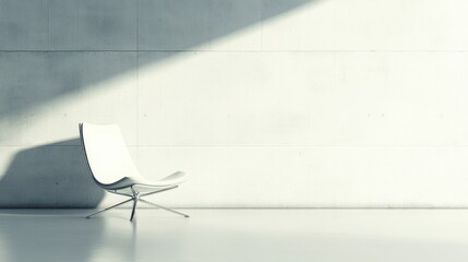 Modern chair with sunlit concrete room.