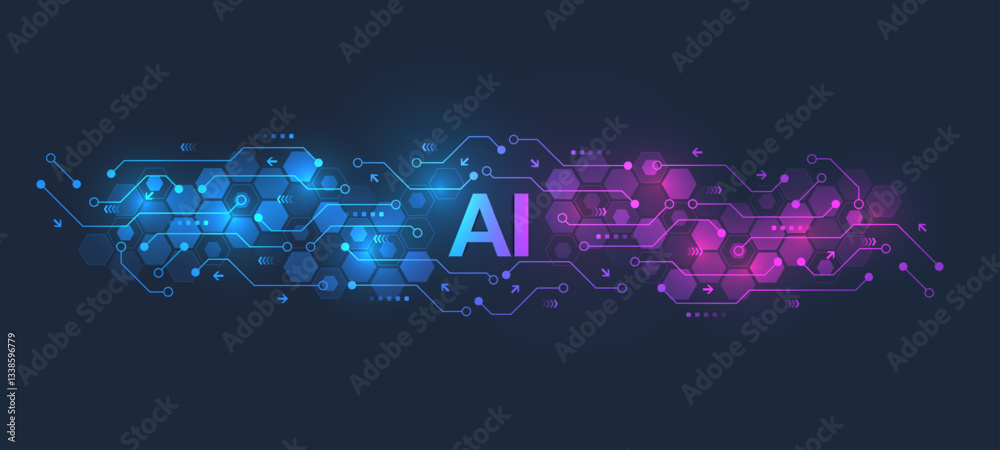 Poster ai banner concept in the digital style. minimal ideas design element for internet technology. futuri