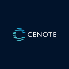 Abstract Blue and White C Logo Design on Dark Background