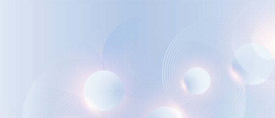 Abstract circle lines on light blue background. Geometric stripe line art design for poster, brochure, cover, website, header, web banner, presentation