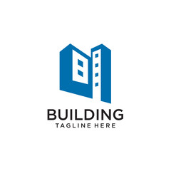 Abstract Blue Building Logo Design