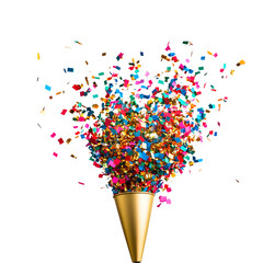 Years Eve confetti popper isolated on transparent background