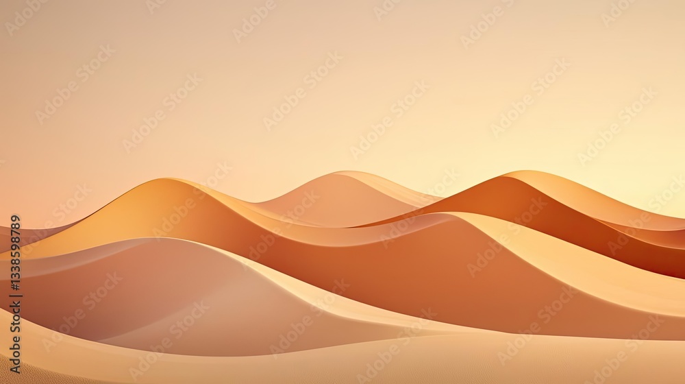 Poster sunset landscape abstract background idea. soft, rolling sand dunes under warm sunset hues create a 