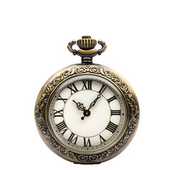 old pocket watch isolated on transparent background