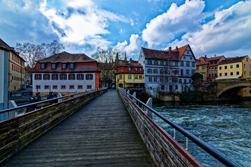 A wonderful day in the city of Bamberg in rainy weather.