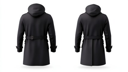 Stylish Black Hooded Coat - Fashionable Winter Outerwear Selection for Male & Female