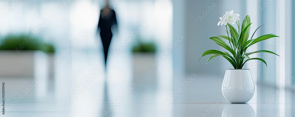 Aufkleber negative space design abstract background concept. a minimalist indoor scene featuring a potted plan