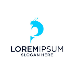 Abstract Blue Creature Logo Design