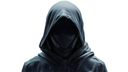 Cybersecurity hacker icon, 3D rendered mysterious tech character, dark and digital theme, Transparent Background PNG