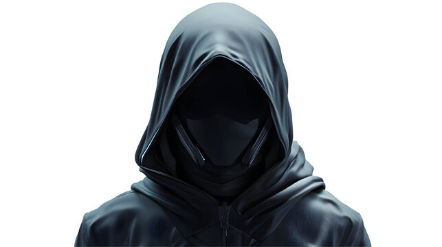 Cybersecurity hacker icon, 3D rendered mysterious tech character, dark and digital theme, Transparent Background PNG