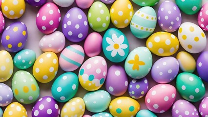 Obraz premium イースター, 卵, 休日, とぶ, 卵, デコレーション, お祝い, ベクター, カラフル, イラスト, 花, 色