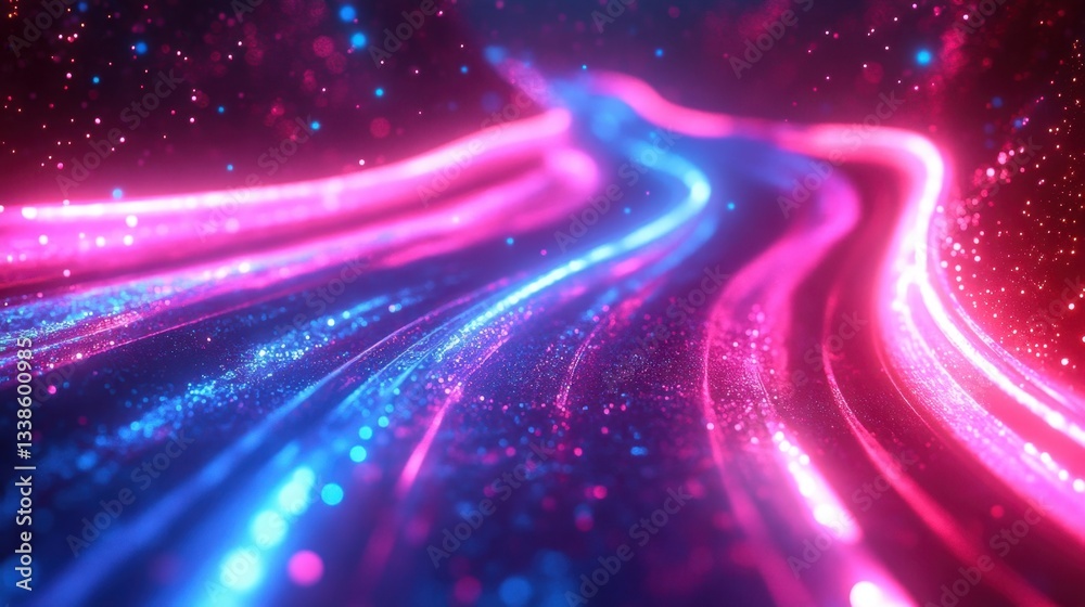 Canvas Prints abstract neon light trails with vibrant pink and blue hues creating a futuristic and dynamic digital