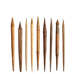 collection of wooden garden stakes isolated on transparent background
