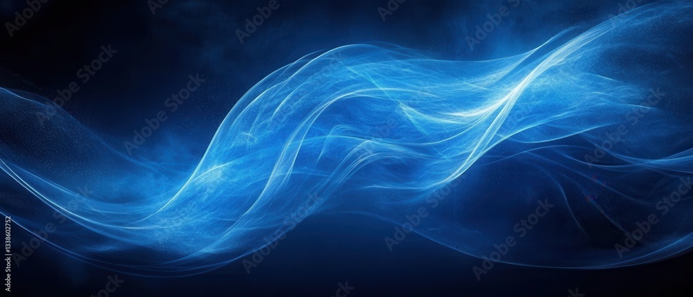 Canvas Prints dynamic blue wave energy flowing through dark space abstract background with ethereal light and dept