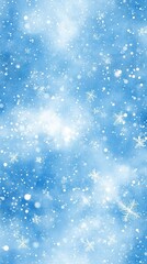 Fototapeta premium Serene winter background with falling snowflakes and a soft blue gradient creating a magical atmosphere for seasonal designs