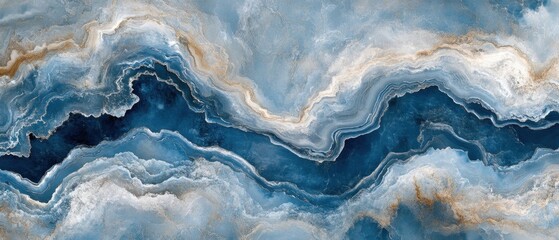 Obraz premium Abstract blue and gold agate texture background with fluid art and mineral pattern design for elegant luxury interior decoration