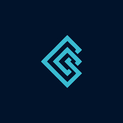 Abstract Blue Geometric Logo Design on Dark Background