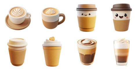 Coffee die cut no bg png for plasticine drink decoration purpose concept.