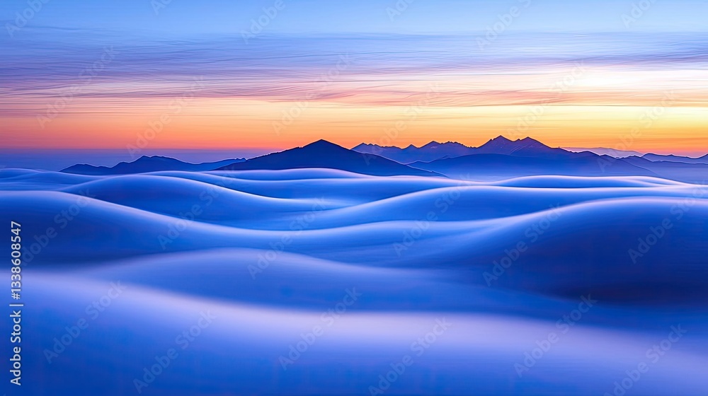 Aufkleber sunset landscape abstract background idea. breathtaking view of rolling blue hills under a colorful 