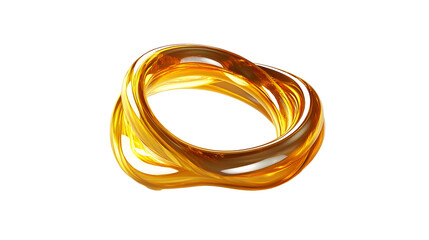 Fototapeta premium Gold fluid holographic ring, futuristic and elegant 3D rendered icon, Transparent Background PNG