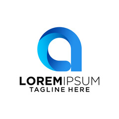 Abstract Blue Gradient Letter A Logo
