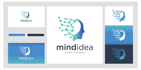 Abstract Blue Gradient Mind Idea Logo Design